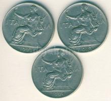 Olaszország 1923-24. 1L (3x) III.Viktor Emánuel T:3