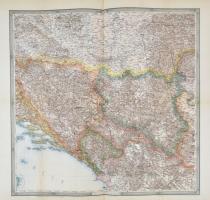 cca 1879 Bosznia-Hercegovina, Novi Pazar Szandzsák, Szerbia, Montenegró térképe, Rud Lechner's Verlags,(K.u.K. Militärgeografischen Intitutes-ny.), hajtott, 47x49 cm, 52x63 cm