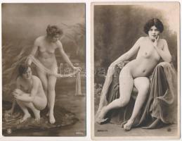 2 db régi meztelen erotikus hölgyes lap / 2 pre-1945 erotic nude lady cards