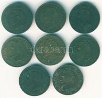 Franciaország/Második Császárság 1854-62. 2c III.Napóleon (8x), benne klf évszámok, ill. verdejelek T:3+,3