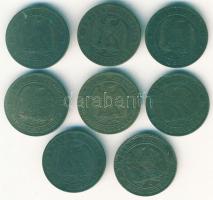 Franciaország/Második Császárság 1854-62. 2c III.Napóleon (8x), benne klf évszámok, ill. verdejelek ...