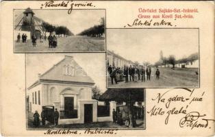 1915 Sajkásszentiván, Kovil-Szt.Iván, Sajkas; Szerb templom, német harang torony, Izraelita imaház, zsinagóga / Nemecká zvonice, Srbská crkva, Modlitebna Baptistu / German bell tower, Serbian church, synagogue (EK)