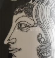 Hollóházi Szász Endre által tervezett mintával díszített porcelán váza, matricás, jelzett, hibátlan,...