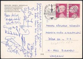 1987 Rába Vasas ETO kézilabdásainak aláírása képeslapon