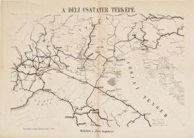 1866 A déli csatatér térképe, rajta Észak-Olaszországgal, Pesti Napló, [Bp.],Emich Gusztáv,hajtott,39x55 cm