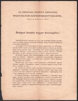 1906 Bp., Az Országos Nemzeti Szövetség Washingtoni Szoborbizottságának levele a Kossuth-szobor ügyében, hajtott