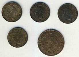 Franciaország 1875-94. 1c (4x), 2c (1x) T:3+,3