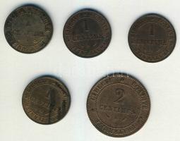 Franciaország 1875-94. 1c (4x), 2c (1x) T:3+,3