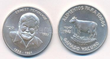 Kuba 1982. 5P Ag Ernest Hemingway + 1982. 5P Ag Szarvasmarha T:1 Cuba 1982. 5 Pesos Ag Ernest Hemingway + 1982. 5 Pesos Ag Cattle C:UNC Krause KM#97, KM#98