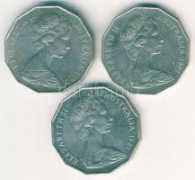 Ausztrália 1977-82. 50c (3x) klf motívumokkal "Ezüst jubileum, Károly és Diana, Nemzetközösségi játékok" T:2