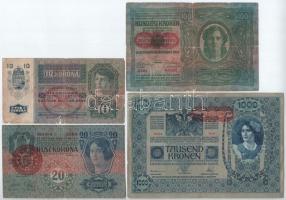 1902-1917. 1K-1000K (8xklf) közte 1904. 10K és 1913. 20K I. kiadás, piros "MAGYARORSZÁG" k...