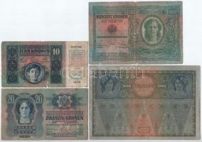 1902-1917. 1K-1000K (8xklf) közte 1904. 10K és 1913. 20K I. kiadás, piros "MAGYARORSZÁG" k...