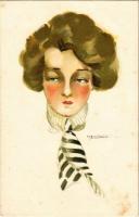 Olasz művészlap, hölgy / Italian art postcard, lady. D.G.M. N. 149-3. s: C. Calderara