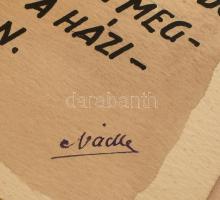 8 db reklámgrafika és karikatúra, jelzettek, 26×19,5 és 29,5×21 cm