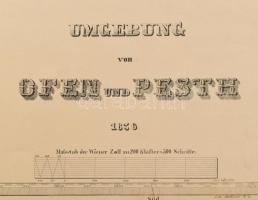 1836 Umgebung von Ofen und Pesth 1836, Pest-Buda és környékének litografált térképe, I-V, VII-IX, XI...