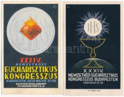 1938 Budapest XXXIV. Nemzetközi Eucharisztikus Kongresszus / 34th International Eucharistic Congress - 2 db képeslap / 2 postcards