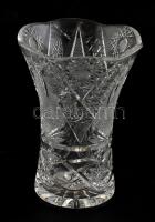 Dúsan csiszolt ólomkristály váza, kopásnyomokkal, m:16cm