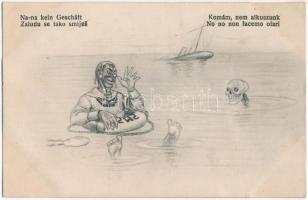 Komám, nem alkuszunk / Zaludu se tako smijes / No no non facemo ofari / Na-na kein Geschäft. K.u.K. Kriegsmarine Matrose / Austro-Hungarian Navy mariner humour. C. Fano Pola 1917. 2044. Ed. Dworak style