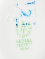 Hollóházi porcelán harmonikás fiú, kézzel festett, hibátlan, jelzett, m: 14 cm