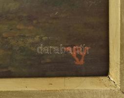 Vojnits Richárd (1942-): Forgatag. Olaj, karton, jelzett. Dekoratív, kissé sérült fa keretben, 40×50...