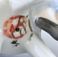 Drasche kislány a babájával, kézzel festett, jelzett, hibátlan, m:8 cm