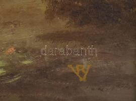 Vojnits Richárd (1942-): Piac. Olaj, karton, jelzett. Dekoratív, kissé sérült fa keretben, 40×50 cm