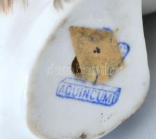 Aquincum bólogatós porcelán kutya figura. Kézzel festett, jelzett, hibátlan 7,5 cm