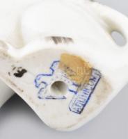 Aquincum bólogatós porcelán cica figura. Kézzel festett, jelzett, hibátlan 7,5 cm