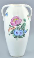 Herendi virág mintás váza, kézzel festett, jelzett, hibátlan, m: 21 cm