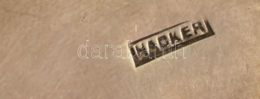 Alpakka kis füles kínáló/csészetartó, nem hozzá való csiszolt üvegbetéttel. Jelzett (Hacker), kisebb...