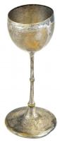 Ezüstözött alpakka boros pohár, német vésettel 1911., jelzett, horpadásokkal, kopott, m:21cm