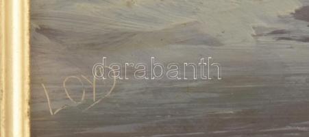 Loyd jelzéssel (Varga Zoltán?): Téli örömök. Olaj, falemez. Dekoratív, kissé sérült fa keretben, 30×...