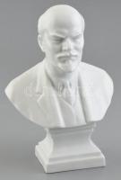Herendi Lenin porcelán büszt, fehér mázas és biszkvit, kopásnyomokkal, jelzett, m: 17 cm