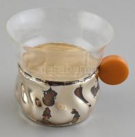 Metallwarenfabrik Esslingen W. Quist Art Deco stílusú pohárkészlet, ezüstözött fém, üveg, bakelit, j...