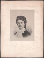 cca 1880 Erzsébet királyné (Sisi) portréja, litográfia, 16,5×12,5 cm