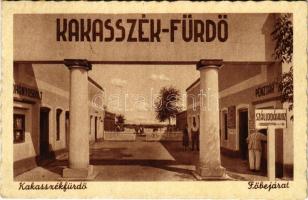 1943 Kakasszékfürdő (Orosháza), fürdő főbejárata, pénztár, dohányosbolt, út a szállodákhoz + POSTAI ÜGYN