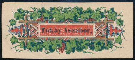 cca 1900-1910 Tokay Aszubor, díszes borosüveg-címke, 12x5 cm