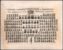 1949 Bp., a Honvéd Alosztályparancsnoki Tanfolyam felavatott hallgatói (még Kossuth-címerrel), tablófotó, szélein kisebb törésnyomokkal, foltokkal, 29,5x23,5 cm