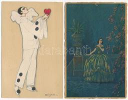 5 db RÉGI sérült művészlap / 5 pre-1945 damaged art postcards (Mela Koehler, Chiostri, Colombo)