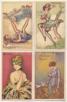 4 db RÉGI olasz művész motívum képeslap Busi szignóval / 4 pre-1945 Italian Art Deco art postcards signed by Busi