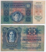 1913. 20K + 1915. 10K, mindkettő piros "MAGYARORSZÁG" körbélyegzővel T:III
Adamo K17B, K1...