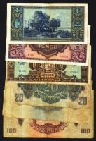 Kis bankjegy tétel, 19db magyar, benne pengő, infla + 5db külföldi T:II (kevés),III