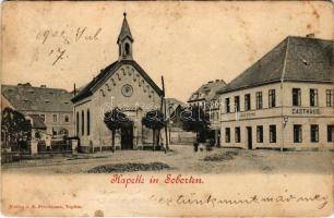 1901 Teplice, Teplitz-Schönau; Kapelle in Soborten, Gasthaus zur Sonne / chapel in Sobedruhy, inn (r)