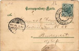 1901 Teplice, Teplitz-Schönau; Kapelle in Soborten, Gasthaus zur Sonne / chapel in Sobedruhy, inn (r...