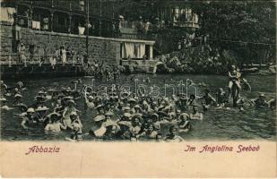 Abbazia, Opatija; Im Angiolina Seebad / fürdőzők / beach, bathers