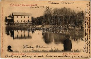 1899 (Vorläufer) Horgos, Kamaráserdő; Artézi tó a híddal. Czapik Gyula kiadása / lake, bridge (vágott / cut)