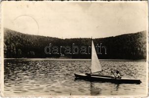 Tusnádfürdő, Baile Tusnad; Szent Anna tó / lake, boat (Rb)
