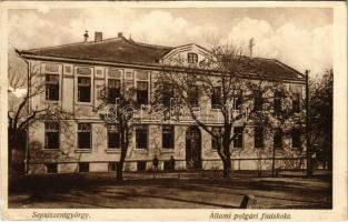 1917 Sepsiszentgyörgy, Sfantu Gheorghe; Állami polgári fiúiskola. Benkő Mór kiadása / boys' school (EK)