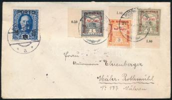 1917 Ajánlott levél Pozsonyligetfaluból Morvaországba, portózva