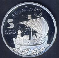 Spanyolország 1996. 5Ecu Ag "Coca de Mataro-hajó" T:PP